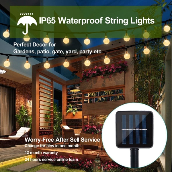 Vandtæt Solar LED Fairy Lights - 8 tilstande til altan, have