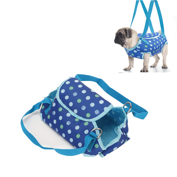 Dog Lift Harness Support Breathable Washable Portable Dog Sling Harness with Dual Lumbar Strips for Small Dogs L Blue