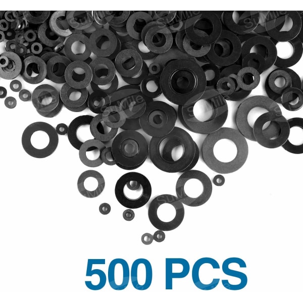 Svarta plastbrickor, bricka för mekanik- 500 st