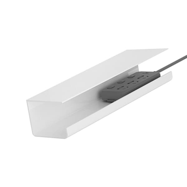 Kabelbakke til montering under skrivebord, kabelorganiseringssystem uden huller med trådslotdesign til computerstrømopladerkabler, PVC-materiale under skrivebord