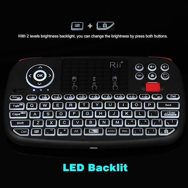 2.4Ghz RF-anslutning Mini Bluetooth-tangentbord, pekplatta för trådlös bärbar skrivupplevelse (Kompakt & Bärbar, Långvarig Uppladdningsbar)