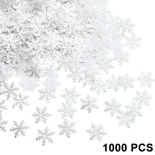 1000 kpl lumihiutalekonfettikoristeita, valkoinen