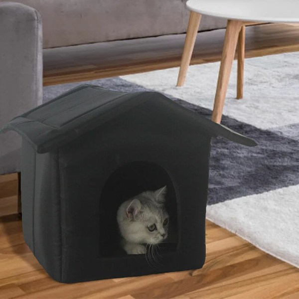 Kattkoja för utomhuskatter, väderbeständig hopfällbar katthytt med varm isolering, idealisk för vildkatter och små hundar (Medium storlek)