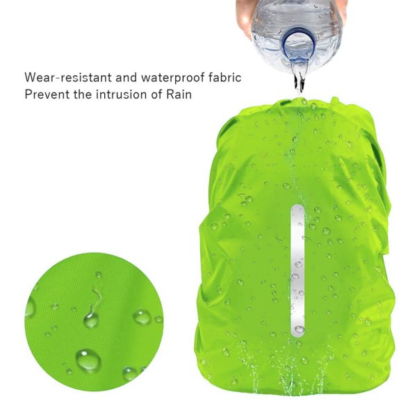 Vanntett regntrekk for ryggsekk, reflekterende ryggsekk, grønn, XL