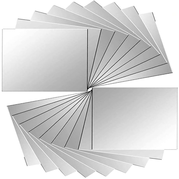 18 stk selvklæbende spejlfliser, 15 cm x 15 cm, sølv