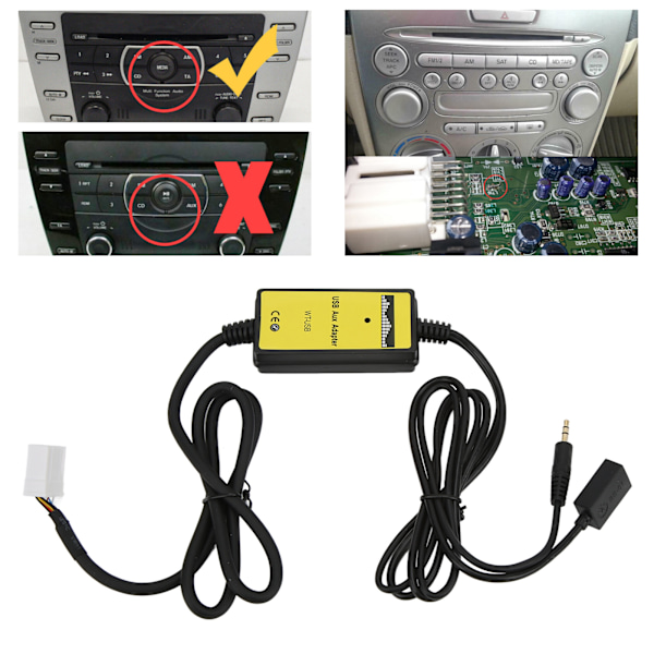 USB AUX CD-växlare för bilar, Stabil anslutningskvalitet ABS-material för oavbruten musiklyssning under resan