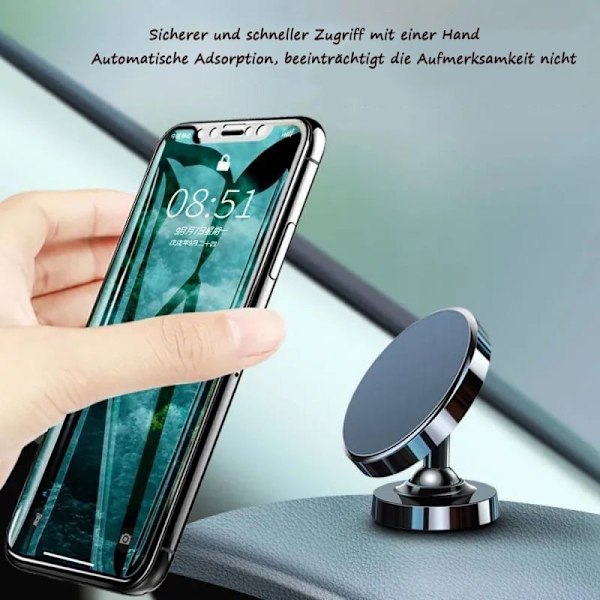 Universell Mobiltelefonhållare, Bilinstrumentbrädafäste med Inbyggda Magneter, Säker Magnet & Bred Användning för Olika Enheter