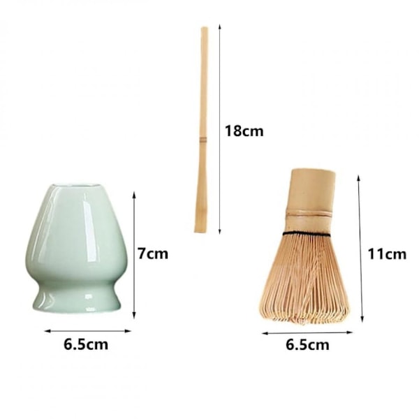 Set med 3 delar matcha-verktyg, japansk tevisp, Song Dynasty te-set, keramik/bambu, brun/grön, presentförpackning