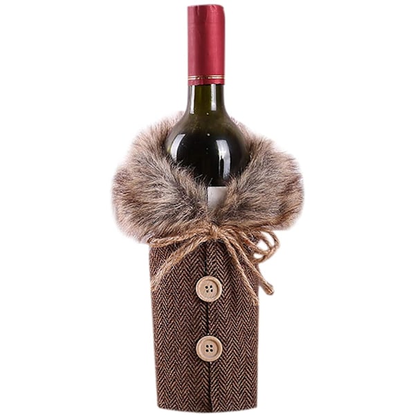 Vinsäck i jute med knappdesign, Premiummaterial Julvinsflaskfodral för festlig touch på unikt julfirande