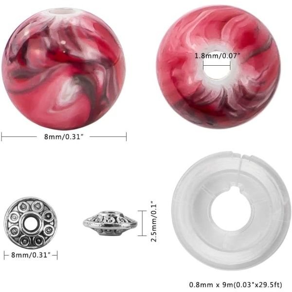 500 akrylperler løse perler med blækmønstre til smykkefabrikat