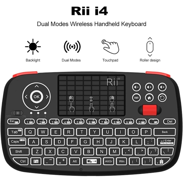 2.4Ghz RF-anslutning Mini Bluetooth-tangentbord, pekplatta för trådlös bärbar skrivupplevelse (Kompakt & Bärbar, Långvarig Uppladdningsbar)