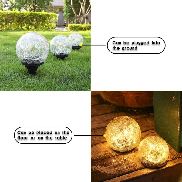 Puutarha aurinkolamput, säröillä oleva lasipallo, vedenpitävä -1 maapallo