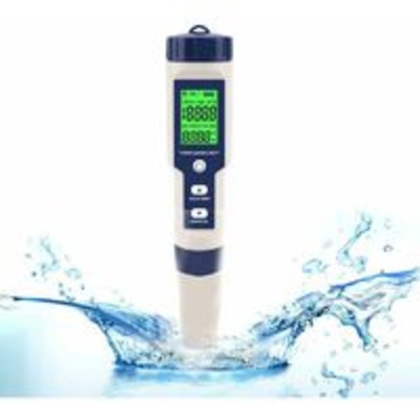Elektronisk PH-måler, 5-i-1 PH-tester lommetermometer