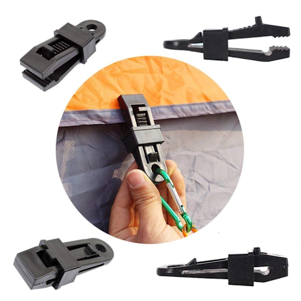 Kraftfulla Tältklämmor med Hög Lastkapacitet, Lätta att Installera, Multifunktionella Fästklämmor, Perfekta för Camping och Resor (12 Stycken)