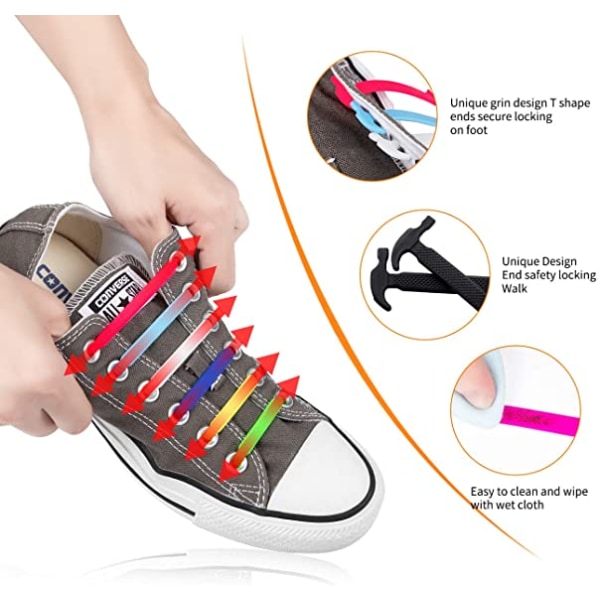 Ingen snørebånd Elastisk silikone vandtæt sneaker snørebånd