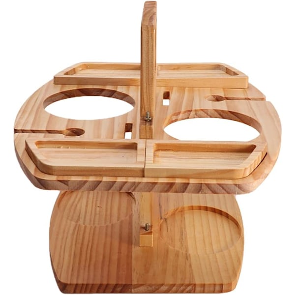 Kompakt Picknickkompis, Portabelt Vinbord med Multifunktionell Design, Lätt att Fälla ihop för Snabb Uppställning, Hållbart Trämaterial, Ingen Montering