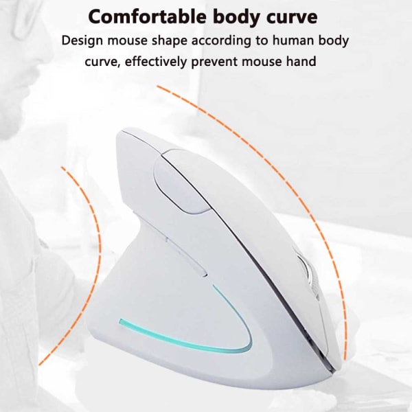 2.4G trådløs optisk mus ergonomisk trådløs mus, hvit