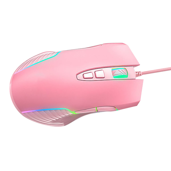 Tyst Gamingmus med Rosa LED-belysning, Ergonomisk Design för Ultimat Komfort, Justerbara DPI-nivåer, Revolutionerande Scrollhjul för Precision