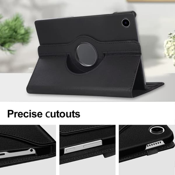 Lychee-texturerat 360° roterande surfplattefodral kompatibelt med Samsung 8,7-tums Tab A9 Black E model