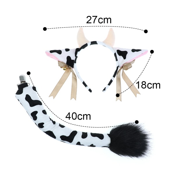 Cow Ears And Tail Set- Cow Cosplay Accessories-Cow Horns Headba