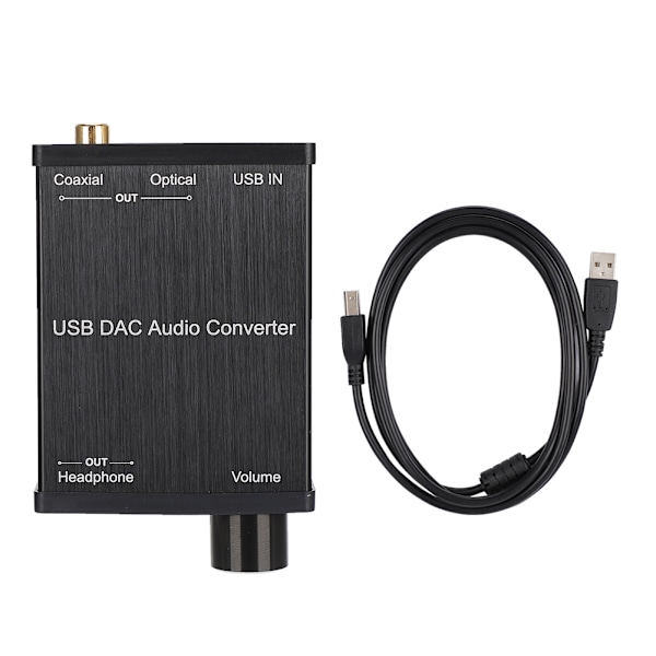 192 kHz Hög Fåtrohetsdesign, Digital till Analog Omvandlare med Ultralågt Jitter Plug and Play USB DAC Optisk Ljudadapter för Toslink Koaxial till