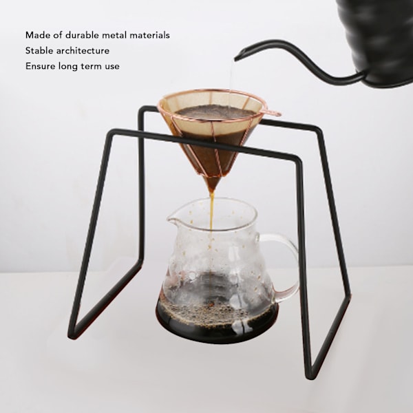 Kaffefilterhållare i metall, Pour Over-kaffefilter, Droppställ, Filterpappershållare, Svart set