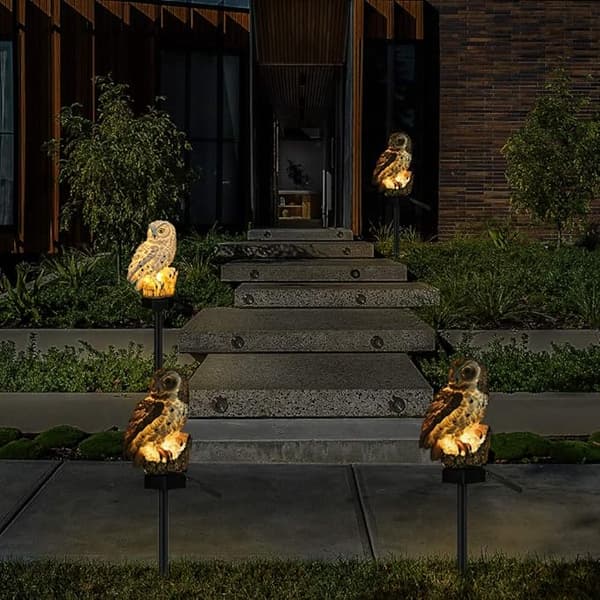1st (Brun) Solcellsdriven LED Uggla Trädgårdslampa Vattentät Utomhusbelysning