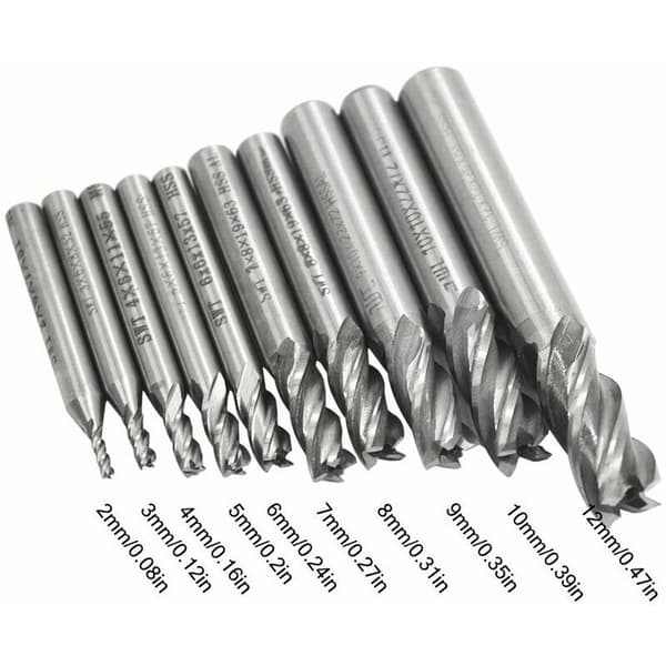 10 stk. 4-spors bor 0,2-1,2 cm CNC HSS lige skaft bor