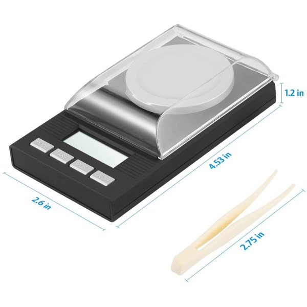 Digitale vekter 0,001 g x 50 g, elektroniske vekter for smykker og mynter