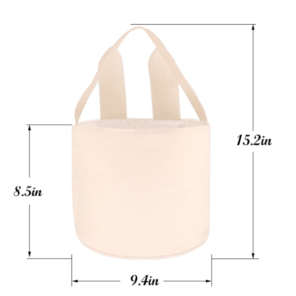 Cylinder Kaninöron Påskkorg, Dubbla Lager Canvasväska Med Kanindesign för Påskäggsjakt Korg Bära Ägg Presenter till Barn Hålla Leksaker Böcker