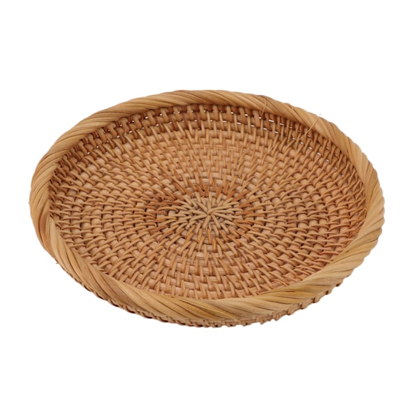 Rattan Fruktskål Handvävd Elegant Traditionell Naturlig Rattan Serveringsbricka för Köksbänk Bord L