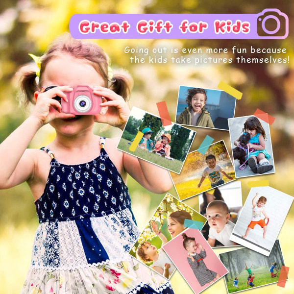 Uppgradera barnens selfiekamera, födelsedagspresenter för flickor i åldern 3, rosa