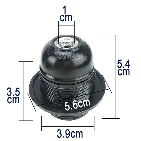 4 kpl Musta E27 Ruuvi, E27 Lampunpidike, E27 Kanta, E27 Kanta