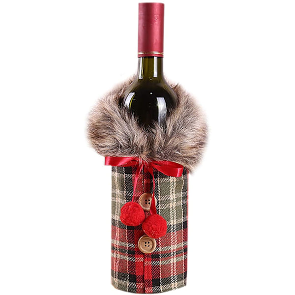 Vinsäck i jute med knappdesign, Premiummaterial Julvinsflaskfodral för festlig touch på unikt julfirande