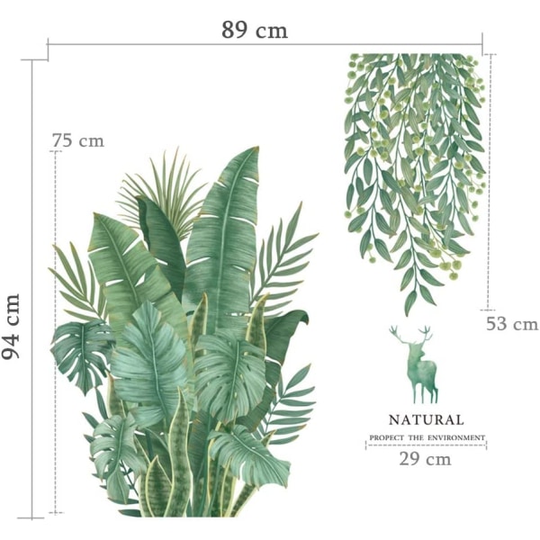 DIY stora väggdekaler väggklistermärken, gröna växtblad