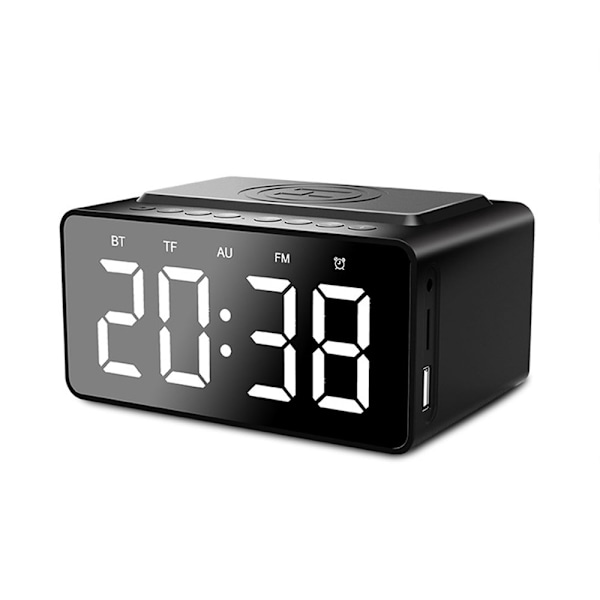 Smart Väckarklocka med Röstinspelare, Qi Trådlös Laddningsplatta, Bluetooth-Högtalare, Elegant Design, Perfekt För Moderna Sovrum Och Kontor,