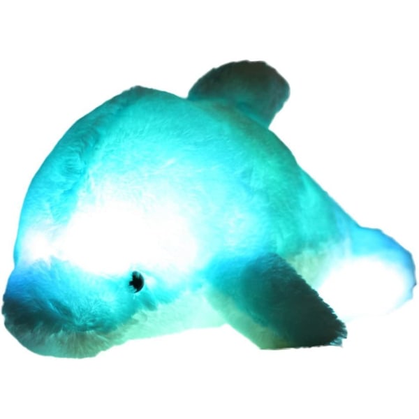 7 väriä vaihtava LED Brighten täytetyt delfiinilelu pehmo, valkoinen