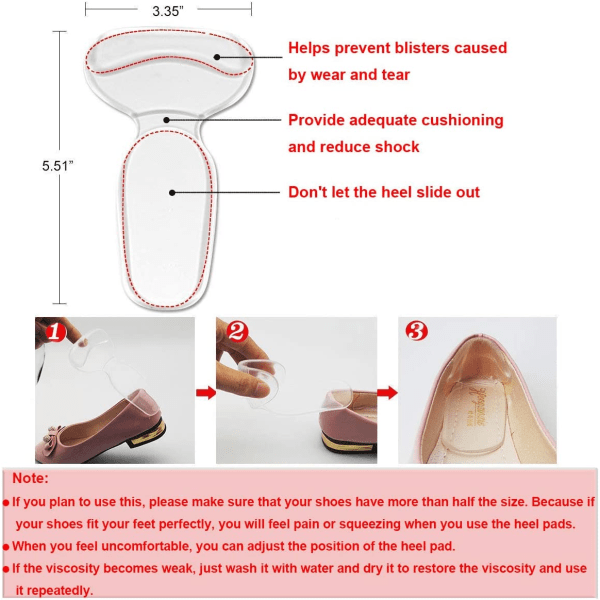 Hælpute for sko som er for store, høyhælte innleggssåler