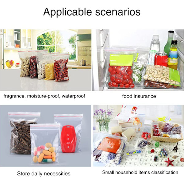 Zip Påse Set 100 stycken 60 x 80 mm - Robusta förslutningspåsar - Återförslutbara påsar för bättre organisation - Förslutbara plastpåsar
