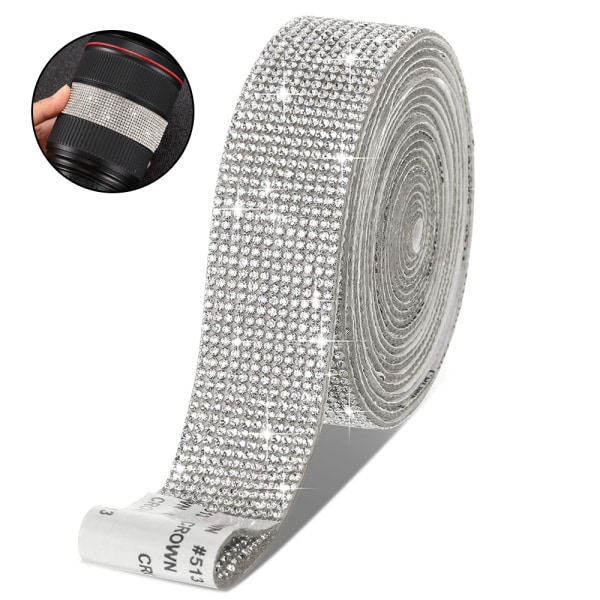 Selvklebende Rhinestone Strips Diamond Sticker Wrap, Silver