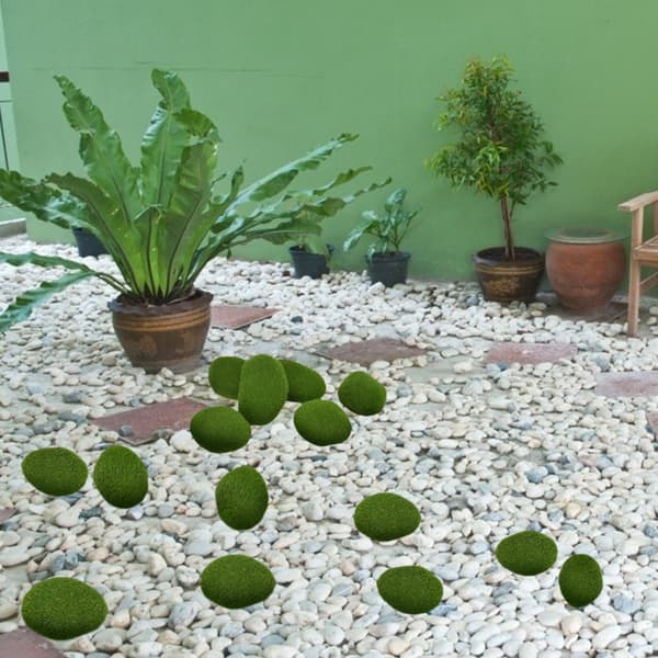 Dekorativa konstgjorda mossstenar, gröna mosstäckta stenar för älvträdgårdar och pyssel, konstgjorda gröna mosstäckta stenar för blomsterarrangemang