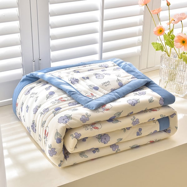 Täcken för Queen Size-säng Lätta överkast, Mjuk säng Sommartäcke Lätt Mikrofiber Överkast, Modern Stil Blommor Mönster Sängtäcke för Alla Säsonger