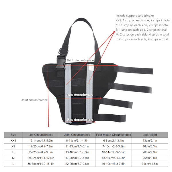 Hjelpemiddel for hundens bakbein - Komfortable kneputer for hunder for å lindre smerter etter operasjon med refleksstripe M