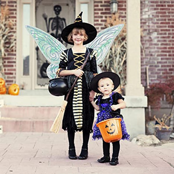 Barn Glitrende Sheer Fairy Wings Halloween Elf Fancy Dress, Blå
