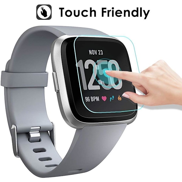 2.5D Full Coverage Skydd, Härdat Glas För Fitbit Versa Versa Lite, Kristallklar Skärmskydd, Reptåligt Och Anti-Bubblor, Enkel Att