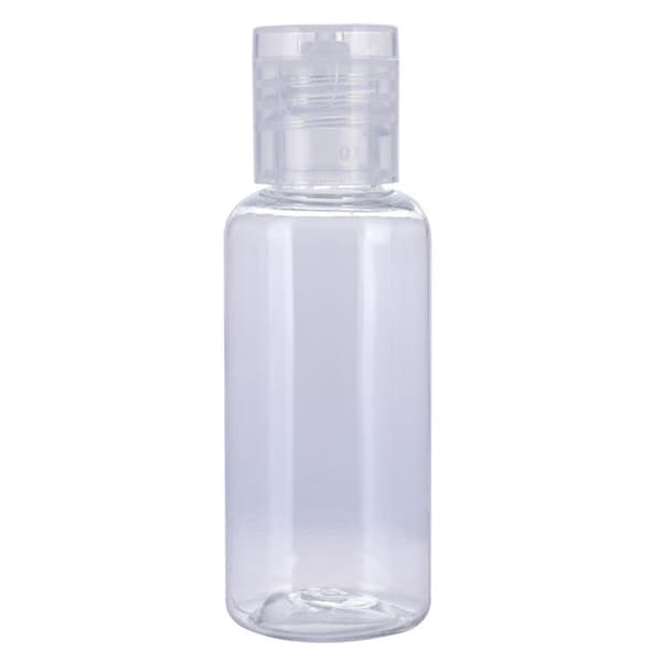 2-pack 50 ml plastflaskor PET genomskinliga påfyllningsflaskor med fjärilslock, flip-top lotionflaskor, kosmetiska påfyllningsflaskor