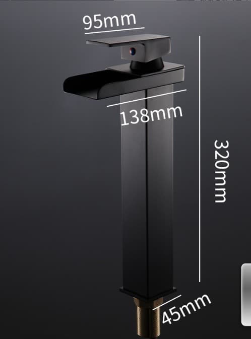 Sort - Krom servant Moderne design kran Messing kropp Høy Waterfa