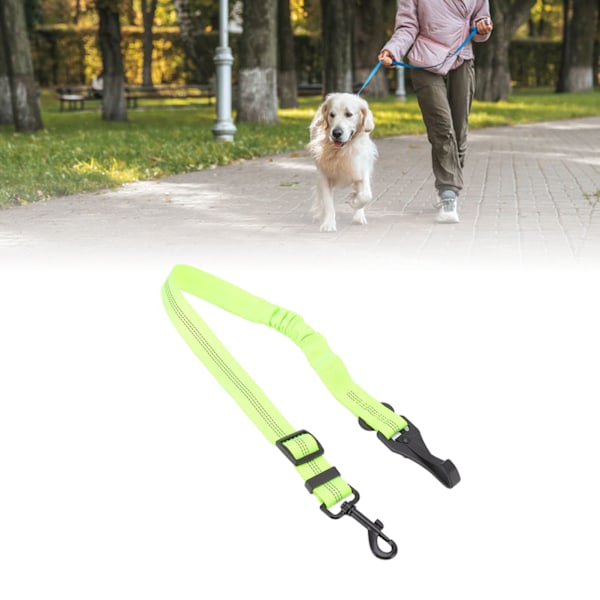 Dog Seatbelt Adjustable Reflective Heavy Duty Tensile Resistant Safe Dog Leash for Car Walking Green