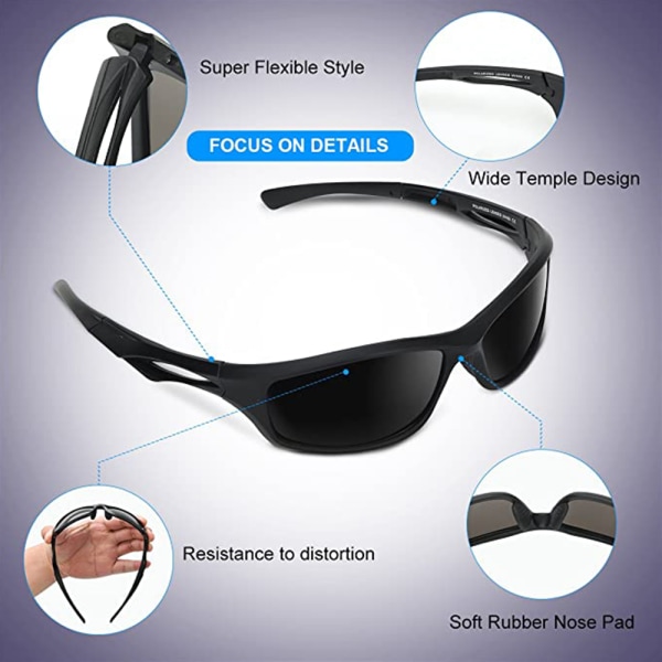 Polariserade sportglasögon  Ram UV-skydd, grå