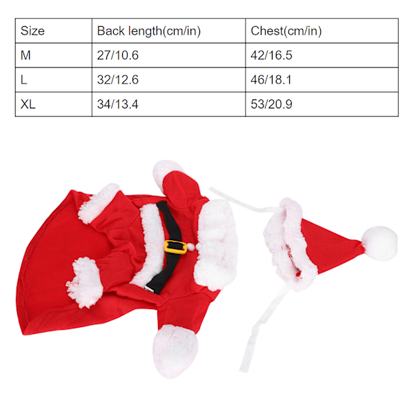 Universal Pet Hundekat Julemandsstil Bomuld Behageligt Tøj med Hat RØD L